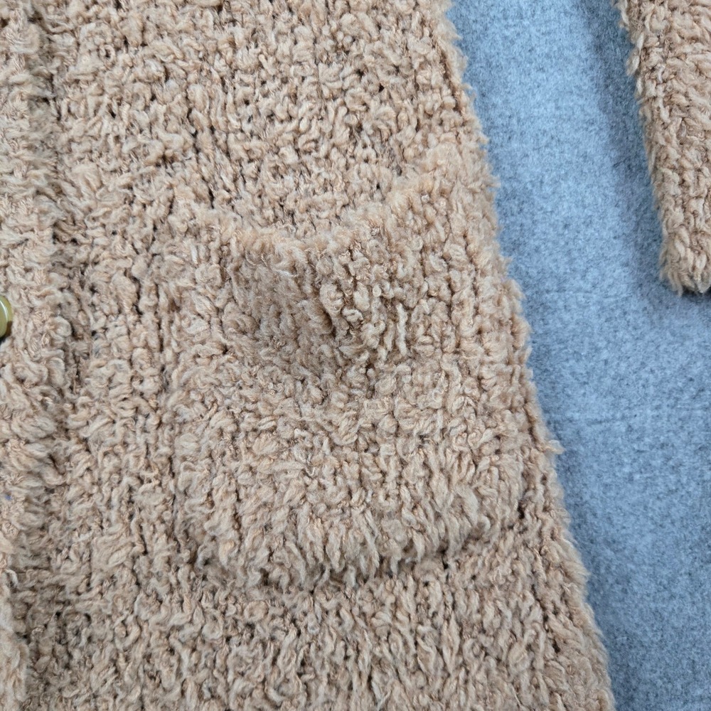 R13 Teddy Bear Cardigan Womens XS Oatmeal Brown Fuzzy Wool Blend Longline Grunge - Picture 3 of 16